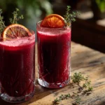 Beet juice recipe — two glasses of fresh crimson beet