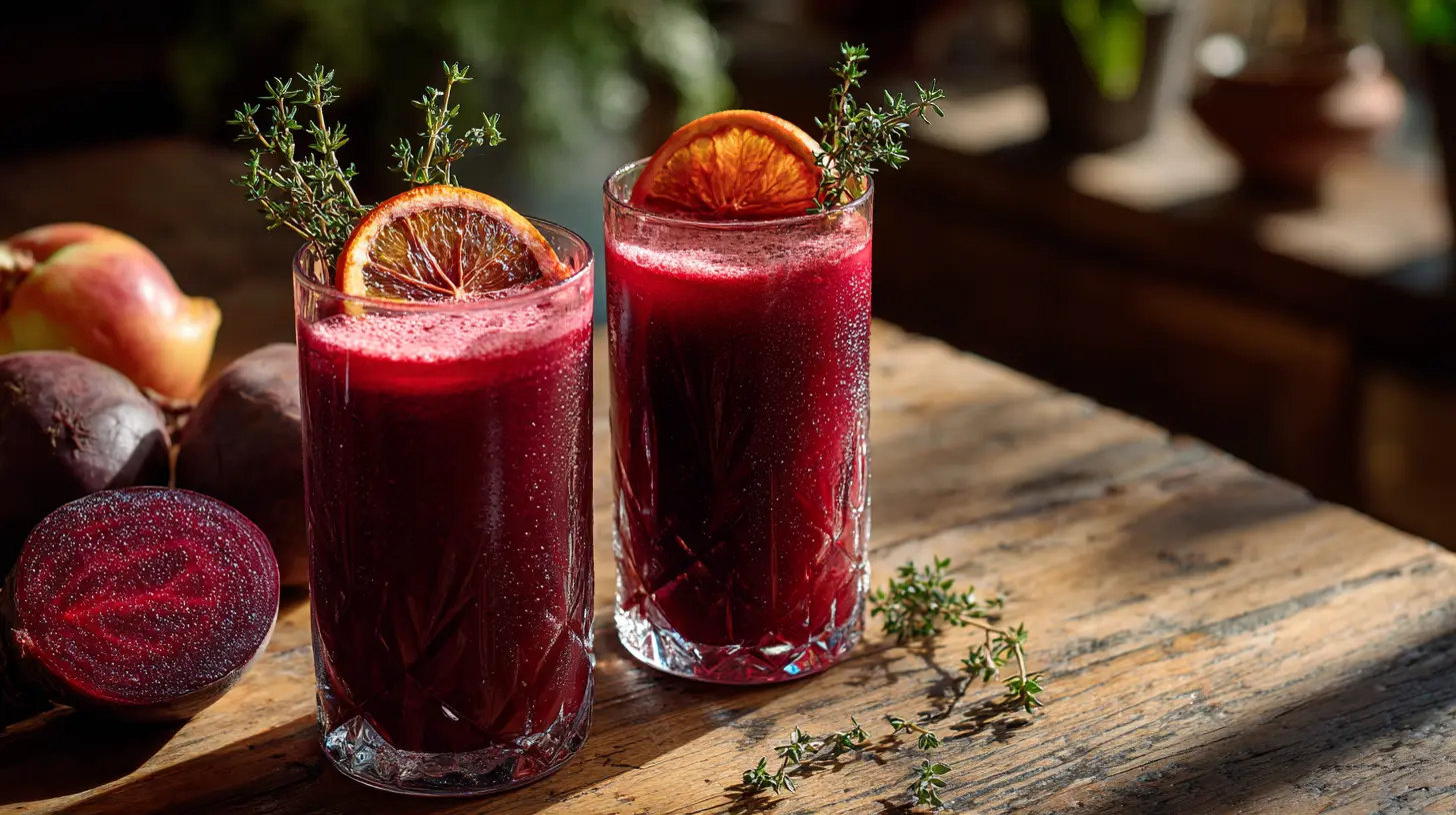Beet juice recipe — two glasses of fresh crimson beet