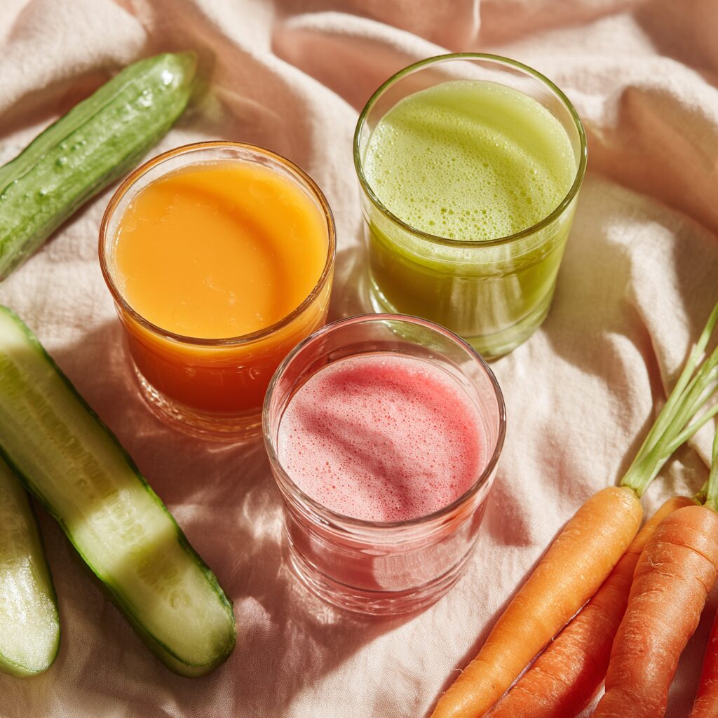 A vibrant flat lay of kale, green apples, ginger, and lemon on a wooden table, prepared for healthy juicing recipes.
