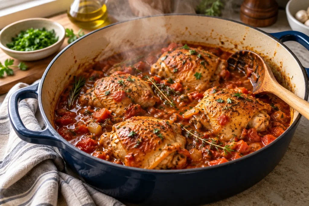 Chicken leg dishes – braised thighs in tomato sauce