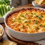 Frank's buffalo chicken dip – baked dip with celery and chips