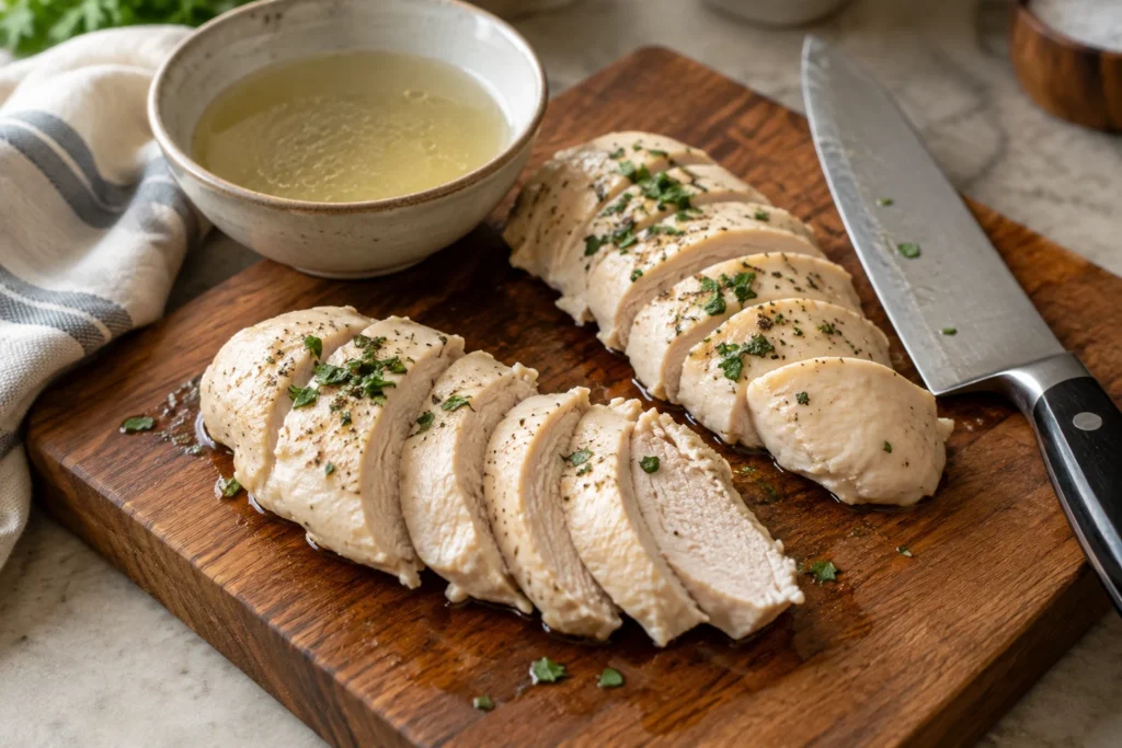 How Long To Boil Chicken Breast: Breasts simmering gently with aromatics How long to boil chicken breast – breasts simmering gently with aromatics